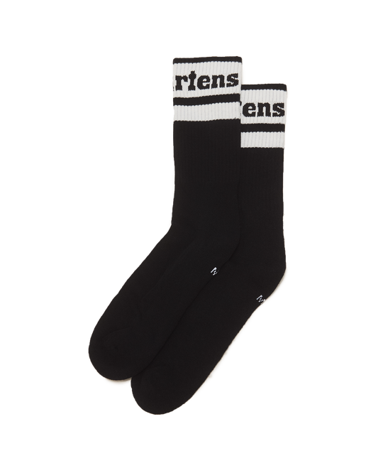 Athletic Logo Organic Cotton Blend Socks in Black+White