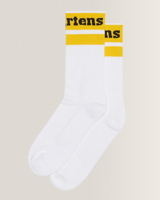 Athletic Logo Organic Cotton Blend Socks in White+Yellow