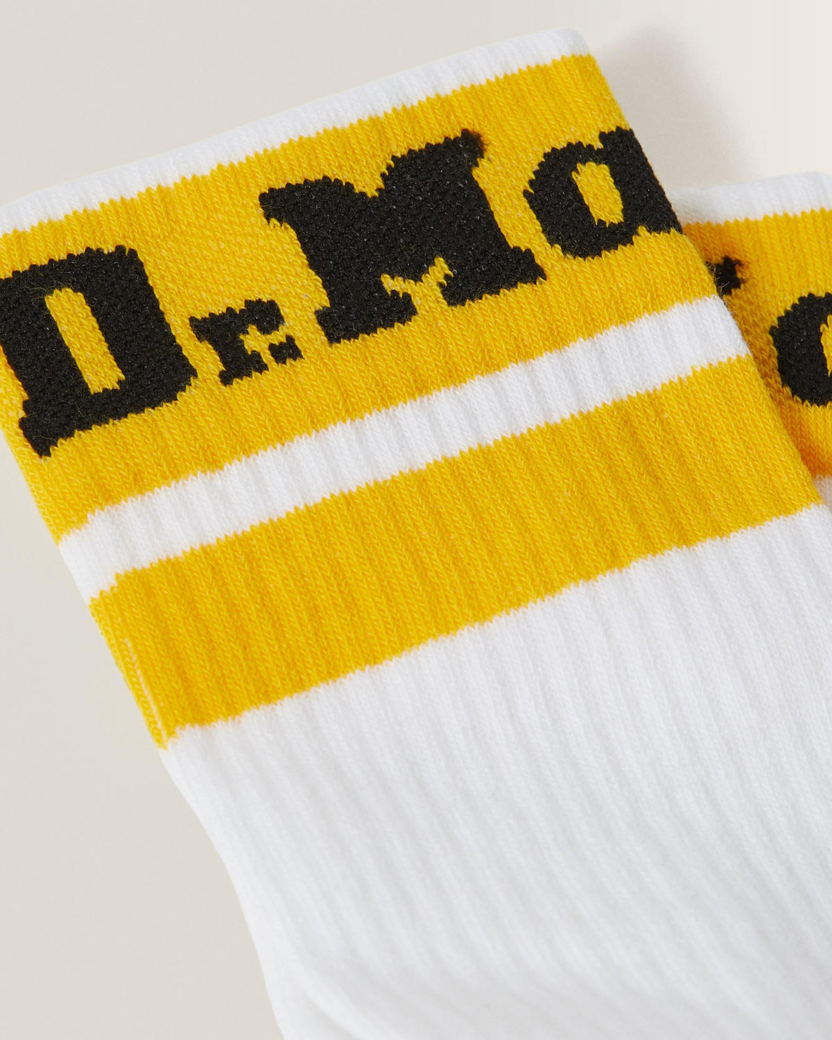 Athletic Logo Organic Cotton Blend Socks in White+Yellow
