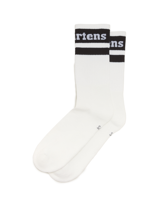 Athletic Logo Organic Cotton Blend Socks in White+Black